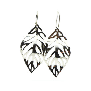 Large Sterling Silver Leaf Earrings Made in Mexico