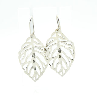 Large Sterling Silver Leaf Earrings Made in Mexico