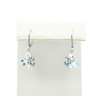 Sky Blue Topaz And Zircon Earrings in Sterling Silver