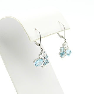 Sky Blue Topaz And Zircon Earrings in Sterling Silver