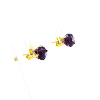 10K Gold Amethyst Stud Earrings