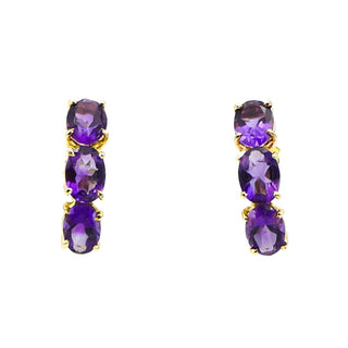 14K Gold Amethyst Stud Earrings