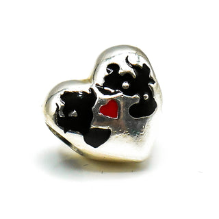 PANDORA Disney Mickey And Minnie Kiss Sterling Silver Charm With Black And Red Enamel