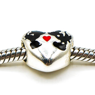 PANDORA Disney Mickey And Minnie Kiss Sterling Silver Charm With Black And Red Enamel