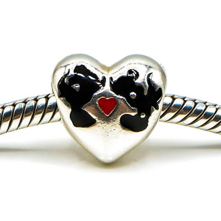 PANDORA Disney Mickey And Minnie Kiss Sterling Silver Charm With Black And Red Enamel