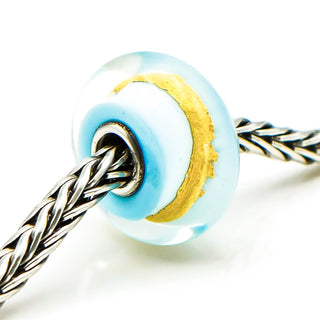 TROLLBEADS Light Blue Gold Bead Sterling Silver Charm With 22K