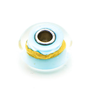 TROLLBEADS Light Blue Gold Bead Sterling Silver Charm With 22K