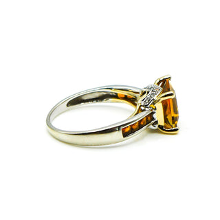 Madeira Citrine 14k Gold And Diamonds Ring Size 7.25