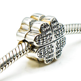 PANDORA Petals of Love Sterling Silver Heart Flower Clip With Clear Zirconia