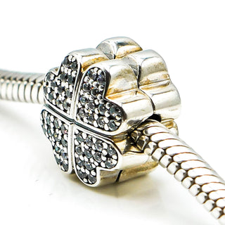 PANDORA Petals of Love Sterling Silver Heart Flower Clip With Clear Zirconia