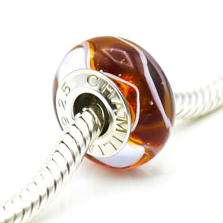 CHAMILIA Umbra Swirl Murano Glass Charm With Sterling Silver Core