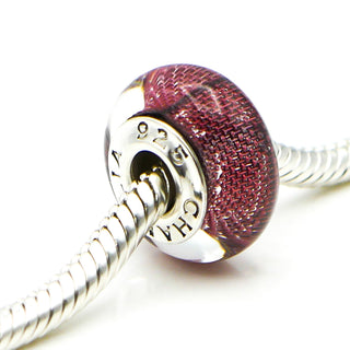 CHAMILIA Mystic Collection Fuchsia Murano Glass Charm With Sterling Silver Core