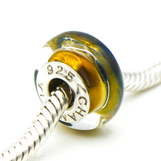 CHAMILIA 24K Gold Collection Royal Gold Murano Glass Charm With Sterling Silver Core