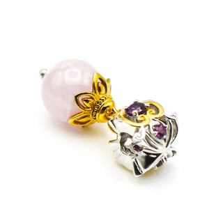 GEMS ON VOGUE Kunzite 18K Gold Plated Sterling Silver Pendant Charm With Rhodolite