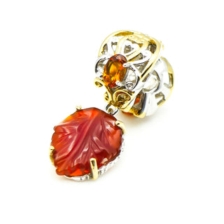 GEMS ON VOGUE Amber Leaf 18K Gold Plated Sterling Silver Charm With Citrine J416