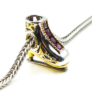 GEMS ON VOGUE Rhodolite Sterling Silver Skate Charm With 18K Gold Plating
