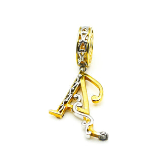 GEMS ON VOGUE Initial A 18K Gold Plated Sterling Silver Pendant Charm With Multi-Color Topaz