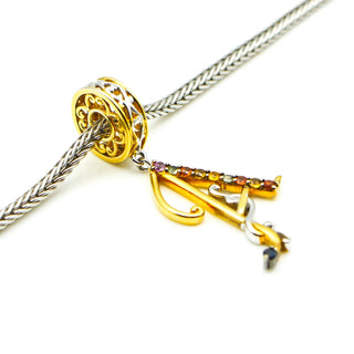 GEMS ON VOGUE Initial A 18K Gold Plated Sterling Silver Pendant Charm With Multi-Color Topaz