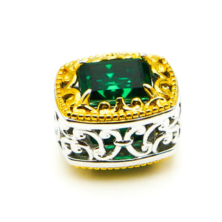 GEMS ON VOGUE Emerald Cut Chrome Diopside Charm With 18K Gold Plated Sterling Silver