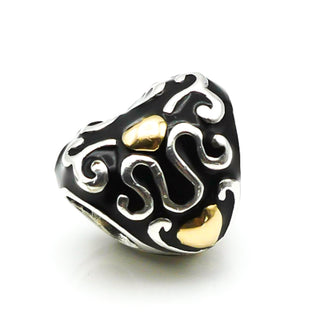 CHAMILIA Charm Heart and Soul Sterling Silver Charm With 14K Gold Hearts Accent