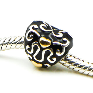 CHAMILIA Charm Heart and Soul Sterling Silver Charm With 14K Gold Hearts Accent