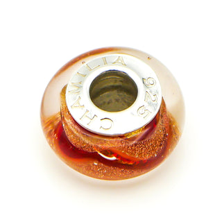 CHAMILIA Sun Kissed Dream Orange Copper Murano Glass Charm With Sterling Silver Core