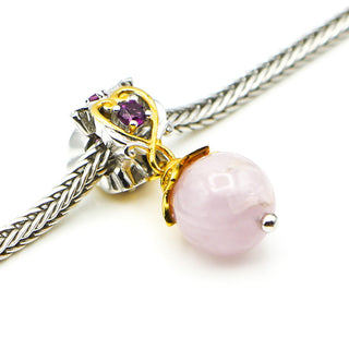 GEMS ON VOGUE Kunzite 18K Gold Plated Sterling Silver Pendant Charm With Rhodolite