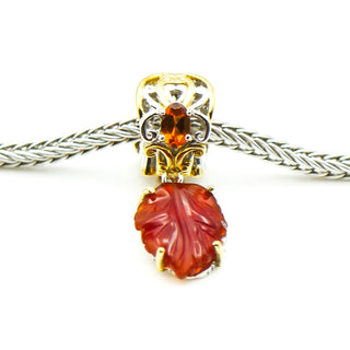 GEMS ON VOGUE Amber Leaf 18K Gold Plated Sterling Silver Charm With Citrine J416