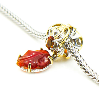 GEMS ON VOGUE Amber Leaf 18K Gold Plated Sterling Silver Charm With Citrine J416
