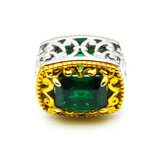 GEMS ON VOGUE Emerald Cut Chrome Diopside Charm With 18K Gold Plated Sterling Silver