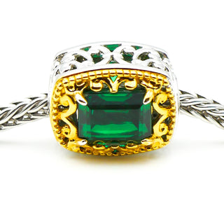 GEMS ON VOGUE Emerald Cut Chrome Diopside Charm With 18K Gold Plated Sterling Silver