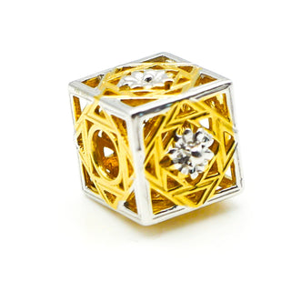 GEMS ON VOGUE Sterling Silver Cube Slide On Charm With 18K Gold Plating