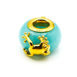 GEMS ON VOGUE Aquamarine Colored Gemstone Charm With 18K Gold Plated Butterfly And Frog