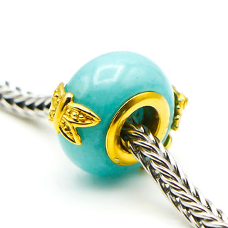 GEMS ON VOGUE Aquamarine Colored Gemstone Charm With 18K Gold Plated Butterfly And Frog