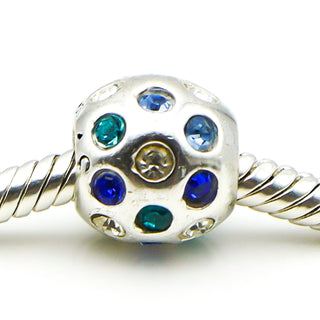 CHAMILIA Disco Sterling Silver Charm With Blue Swarovski Crystals
