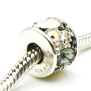 CHAMILIA Mosaic Black & White Swarovski Crystals Sterling Silver Charm