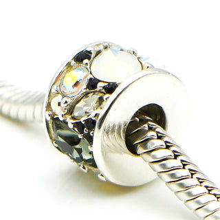 CHAMILIA Mosaic Black & White Swarovski Crystals Sterling Silver Charm