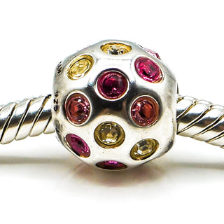 CHAMILIA Disco Sterling Silver Charm With Pink and Yellow Swarovski Crystals