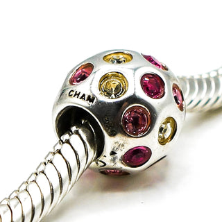CHAMILIA Disco Sterling Silver Charm With Pink and Yellow Swarovski Crystals
