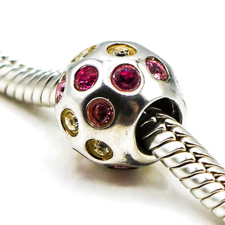 CHAMILIA Disco Sterling Silver Charm With Pink and Yellow Swarovski Crystals
