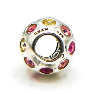 CHAMILIA Disco Sterling Silver Charm With Pink and Yellow Swarovski Crystals