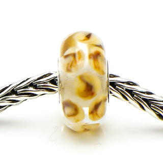 TROLLBEADS RARE Beige Dot Glass Bead Sterling Silver Charm