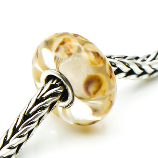 TROLLBEADS RARE Beige Dot Glass Bead Sterling Silver Charm