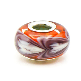 CHAMILIA Orange Row of Hearts Murano Glass Charm With Sterling Silver Core