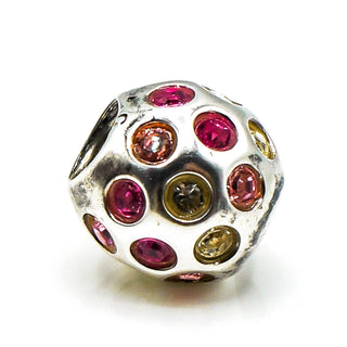 CHAMILIA Disco Sterling Silver Charm With Pink and Yellow Swarovski Crystals