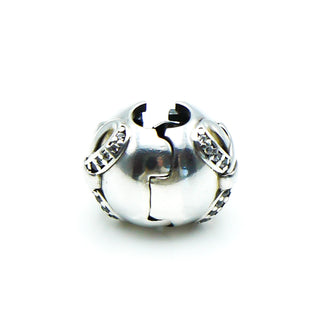 PANDORA Dainty Bow Sterling Silver Clip Charm With Clear Zirconia
