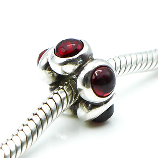 PANDORA Garnet Cabochon Sterling Silver Spacer Charm