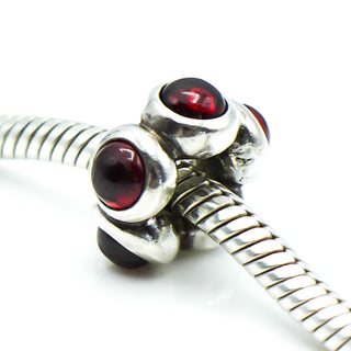 PANDORA Garnet Cabochon Sterling Silver Spacer Charm
