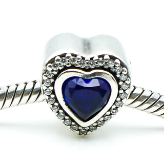 Pandora Sparkling Love Charm Sterling Silver Charm With Blue Crystal