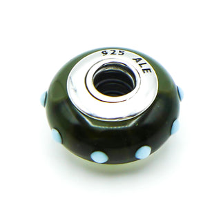 PANDORA RARE Seeing Spots Black And Light Blue Murano Glass Charm